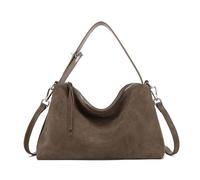 Borsa a tracolla in pelle scamosciata con tracolla regolabile, elegante borsa tote da donna, borsa a tracolla in pelle scamosciata morbida per ufficio e uso quotidiano (gray)