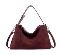 Borsa a tracolla in pelle scamosciata con tracolla regolabile, elegante borsa tote da donna, borsa a tracolla in pelle scamosciata morbida per ufficio e uso quotidiano (wine red)