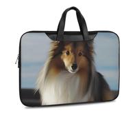 Borsa a tracolla in pelle stampata con cane Shetland carino per uomo donna borsa da viaggio Business Office Hangbag Laptop Pack Crossbody, Stile nero, 37x28cm