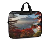 Borsa a tracolla in pelle stampata con monte Fuji del Giappone per uomo donna borsa da viaggio Business Office Hangbag Laptop Pack Crossbody, Stile nero, 42x30.5cm