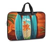 Borsa a tracolla in pelle stampata con tavola da surf su legno per uomo e donna, borsa da viaggio per ufficio, borsa per laptop, Stile nero, 42x30.5cm