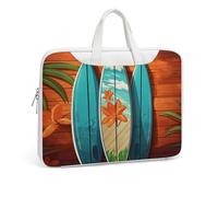 Borsa a tracolla in pelle stampata con tavola da surf su legno per uomo e donna, borsa da viaggio per ufficio, borsa per laptop, Stile bianco, 42x30.5cm