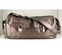 Borsa a Tracolla In Pelle Vegana Italiana Morbida Color Bronzo con Borchie Retrò