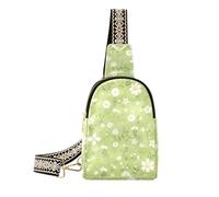 Borsa a tracolla in pelle verde fluorescente verde fluorescente alla moda per escursioni, Cartoon Wildflower Verde Fluorescente
