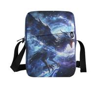 Borsa a tracolla in poliestere con motivo uccello alla moda 16,8 x 23,9 x 6,3 cm, multi scomparto per uso quotidiano, viaggi, scuola e regalo casual