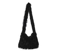 Borsa a tracolla in stile coreano per le donne borsa a tracolla borsa in peluche borsa autunno inverno messaggeri tendenza cartelle da donna in peluche spalla stile coreano shopping a tracolla, Nero