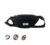 Borsa a tracolla in stile giapponese per ragazze e donne, bella cintura alla moda per petto in vita lettera marsupio marsupio piccola tracolla lettera marsupio per corsa, Nero , Bag strap badge