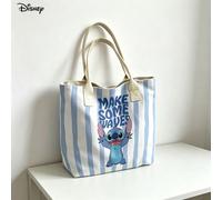 Borsa a tracolla in tela a righe Disney, borsa a spalla con stampa Disney Stitch "Make Some Waves" per uso quotidiano A,Btela