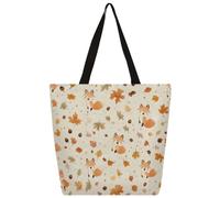 Borsa a tracolla in tela autunnale con foglia d'acero piccola volpe borsa per la spesa borsa a tracolla in tela da donna uomo borsa moda