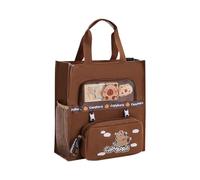 Borsa a tracolla in tela | Borsa a tracolla in cotone con motivo | Zaino da viaggio grande volume per bambini scolastici, Caffè scuro, descrizione, descrizione