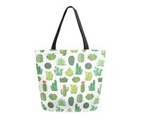 Borsa a tracolla in tela Cactus Doodle Borsa riutilizzabile per la spesa con manici