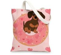 Borsa a tracolla in tela con bassotto, simpatiche borse per la spesa riutilizzabili, borse a tracolla leggere con design a forma di cane pesco, 33 x 38 cm