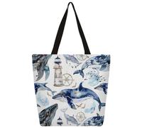 Borsa a tracolla in tela con faro balena borsa per la spesa borsa a tracolla in tela da donna uomo borsa alla moda
