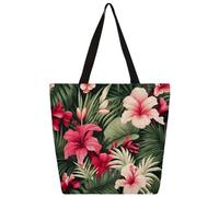 Borsa a tracolla in tela con fiori rosa tropicali dalla borsa della spesa borsa a tracolla in tela da donna uomo borsa alla moda