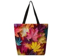 Borsa a tracolla in tela con foglie d'acero colorate autunno autunno borsa per la spesa scuola borse a tracolla in tela donna uomo borsa moda