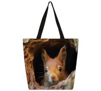 Borsa a tracolla in tela con foro per albero carino scoiattolo borsa per la spesa scuola borse a tracolla in tela da donna uomo borsa moda