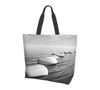 Borsa a tracolla in tela con immagini Zen pietre grigie per donna, borsa tote impermeabile riutilizzabile Borsa grande per la spesa Borsa da spiaggia