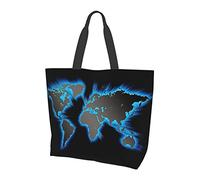 Borsa a tracolla in tela con mappa del mondo per donna, borsa tote impermeabile riutilizzabile Borsa ecologica Borsa per la spesa Borse pieghevoli Borsa da spiaggia