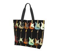 Borsa a tracolla in tela con motivo a chitarra artistica per donna, borsa tote impermeabile riutilizzabile Borsa ecologica Borsa per la spesa Borsa da spiaggia