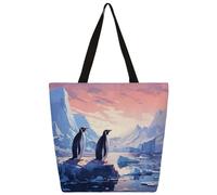 Borsa a tracolla in tela con pinguino glaciale, borsa per la spesa, borsa a tracolla per la scuola, borsa alla moda da