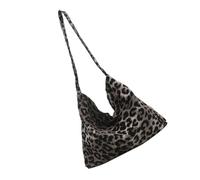 Borsa a tracolla in tela con stampa animalier di grande capacità, per pendolari e studenti, Nero , As shown in the figure