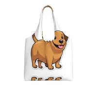 Borsa a tracolla in tela con stampa di cane bassotto divertente borsa per la spesa di grande capacità, Nero , Taglia unica