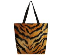 Borsa a tracolla in tela con stampa di pelliccia di tigre, borsa per la spesa, borsa a tracolla per la scuola, borsa