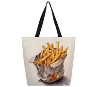 Borsa a tracolla in tela con stampa frittura francese borsa per la spesa borsa a tracolla in tela da donna uomo borsa alla moda