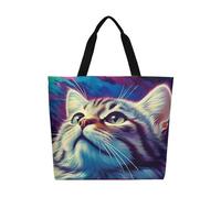 Borsa a tracolla in tela con testa di alieno verde, grande, casual, da don