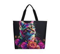 Borsa a tracolla in tela con testa di alieno verde, grande, casual, da don