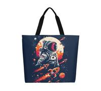 Borsa a tracolla in tela con testa di alieno verde, grande, casual, da don