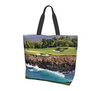 Borsa a tracolla in tela per campo da golf Hawaii Beach per donna, borsa tote impermeabile riutilizzabile Borsa grande per la spesa Borsa da spiaggia