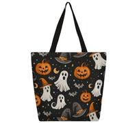Borsa a tracolla in tela per Halloween, cappello da mago, fantasma, borsa per la spesa, borsa a tracolla in tela, da donna, da uomo