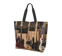 Borsa a tracolla in tela per strumenti musicali per chitarra basso musicale per donna, borsa tote impermeabile riutilizzabile Borsa ecologica Borsa per la spesa Borsa da spiaggia