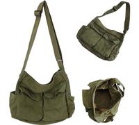 Borsa a tracolla in tela per uomo e donna Borsa a tracolla multitasche vintage alla moda Chiusura con cerniera Facile da abbinare 16x13x6 pollici per ufficio, viaggi, scuola, Tela per uomo