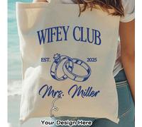 Borsa a tracolla in tela personalizzata per addio al nubilato, borsa Wifey Club - regalo personalizzato per la sposa e le damigelle d'onore per la festa di addio al nubilato, borsa personalizzata per