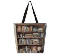 Borsa a tracolla in tela retrò con stampa libreria borsa per la spesa borsa a tracolla in tela da donna uomo borsa alla moda