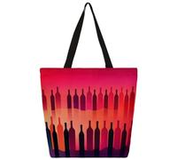 Borsa a tracolla in tela rossa geometrica rossa per bottiglia di vino rosso borsa per la spesa borsa a tracolla in tela da donna uomo borsa