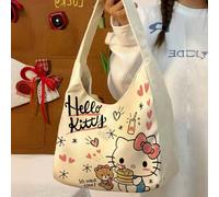 Borsa a tracolla in tela Sanrio Kawaii Hello Kitty - Borsa riutilizzabile con motivi di Kuromi e My Melody, design di alta qualità, capacità extra large per libri di testo e laptop FumettoPoliestere