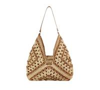 Borsa a tracolla in tessuto di grande capacità borsa a tracolla sotto le ascelle Borsa da spiaggia estiva Tote di paglia Borsa alla moda per shopping Party Travel Holiday Bag per donne ragazze