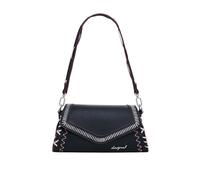 Borsa a tracolla in tessuto effetto pelle, con dettagli di cuciture decorativ...