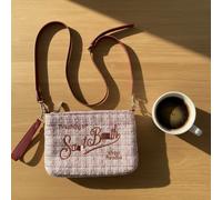 Borsa a tracolla in tweed rosa Borsa a tracolla da donna di design di lusso Borsa a tracolla a tracolla in tessuto tweed per donna