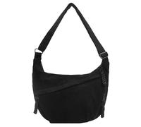 Borsa a tracolla in velluto a coste da donna, a mezza luna, con tracolla regolabile, multi-tasca, casual, borsa a tracolla per uso quotidiano, viaggi e lavoro, Nero , 400.00x300.00x30.00mm