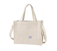 Borsa a tracolla in velluto a coste extra large capacità borse a tracolla con cerniera, borsa in corda spessa e idrorepellente per donne borsa per la spesa casual per viaggi incontri lavoro (L-beige)