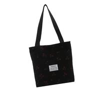Borsa a tracolla in velluto a coste primavera 2025 Borsa casual di grande capacità per donne studenti professionisti Spazioso computer portatile, Nero , One Size