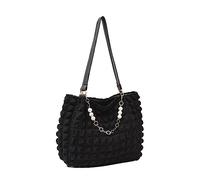 Borsa a tracolla increspata pieghettata per donna ragazza borsa alla moda donna ragazza borsa da viaggio borsa a tracolla, Nero