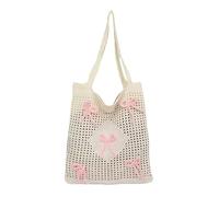 Borsa a tracolla intrecciata - 33 cm ariosa tela tela in quarzo rosa, artigianato artigianale minimalista per feste in giardino e serate estive