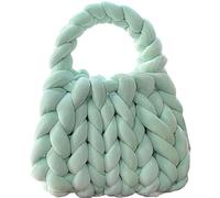 Borsa a tracolla intrecciata a mano da donna, in filato grosso, realizzata a mano, smeraldo, Medium