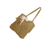 Borsa a tracolla intrecciata da donna in tessuto stile vacanza borsa ascella femminile ascellare retrò spiaggia donna spiaggia tessuto ascelle stili vacanza borsa alla moda, Ciondolo Nastro Kaki, One
