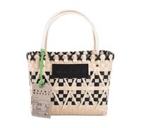 Borsa a tracolla intrecciata, grande capacità, borsa da spiaggia estiva, a scacchi alla moda, uso quotidiano, a Per lezioni, lavoro, vacanze(WHITE)